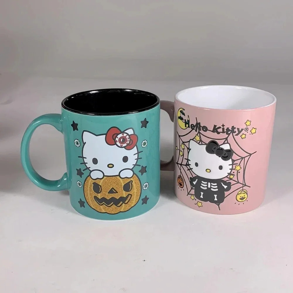 Sanrio HELLO KITTY Halloween mugs pumpkin & spiderweb skeleton costume ceramic